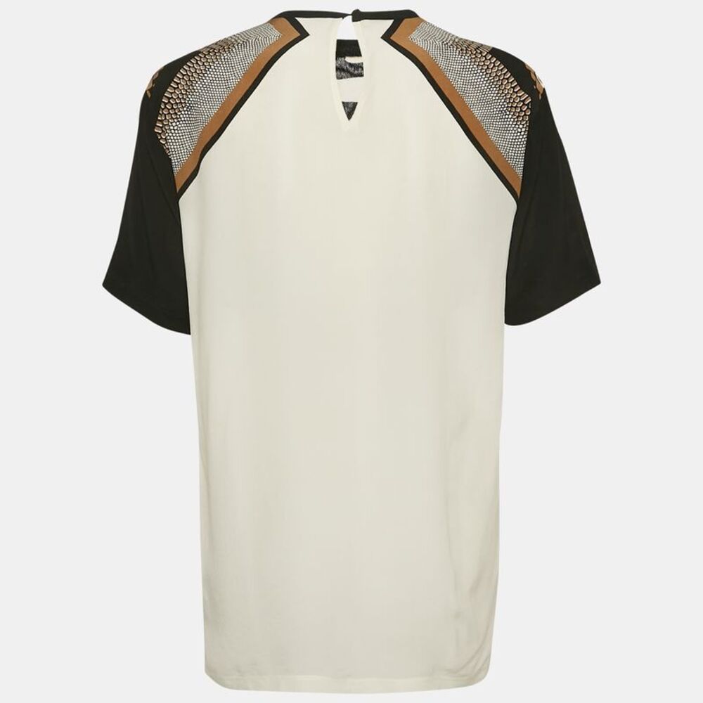 Roberto Cavalli White Printed Silk Short Sleeve Top M - Picture 2 of 4